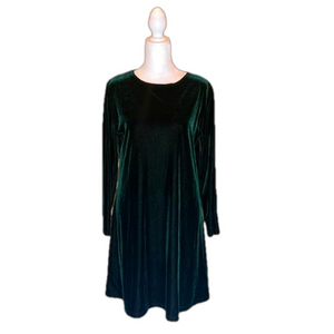 JACQUELINE FERRAR Classy Vintage Dark Green Winter Velvet Long Sleeve Dress 4P